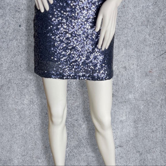 LULUS Delightful Ways Navy Blue Sequin Mini Bodycon Dress Size SMALL - Picture 2 of 16